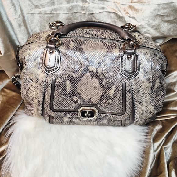 Coach Campbell Exotic Snakeskin Embossed Leather Satchel Bag. - Picture 3 of 10